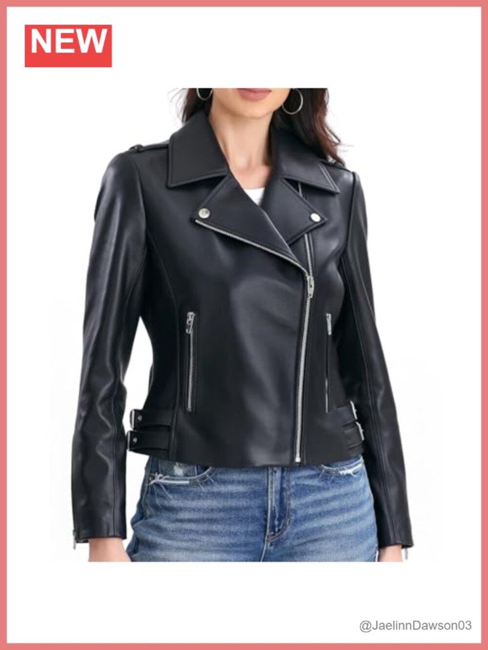Lambskin Leather Jacket Women Asymmetrical Zip Moto Biker Coat
